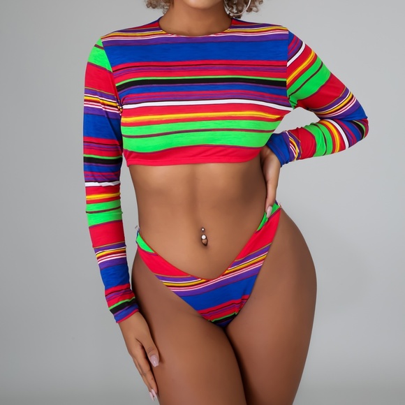 Multi Color Two Piece Swim Suit - Picture 1 of 3